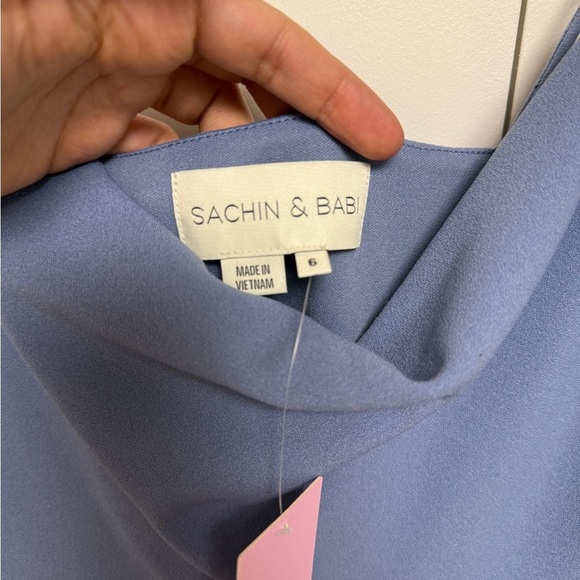 NWT Sachin & Babi Paulina 4-Way Stretch Crepe Gown –Slate Blue Slate Blue Size 6 - Picture 9 of 13